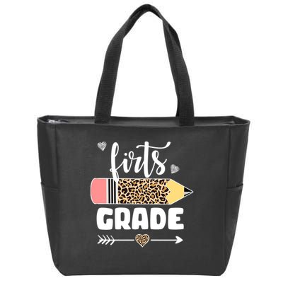 First Grade Leopard Pencil 1st Grader Students Teachers Zip Tote Bag