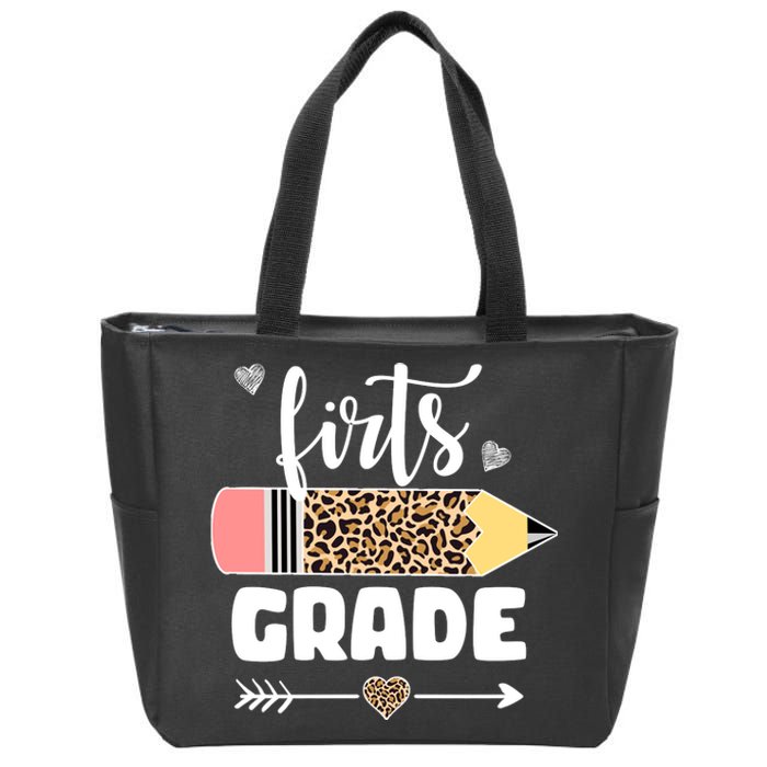 First Grade Leopard Pencil 1st Grader Students Teachers Zip Tote Bag