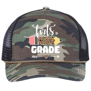 First Grade Leopard Pencil 1st Grader Students Teachers Retro Rope Trucker Hat Cap