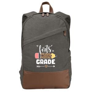 First Grade Leopard Pencil 1st Grader Students Teachers Cotton Canvas Backpack