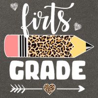 First Grade Leopard Pencil 1st Grader Students Teachers Cotton Canvas Backpack