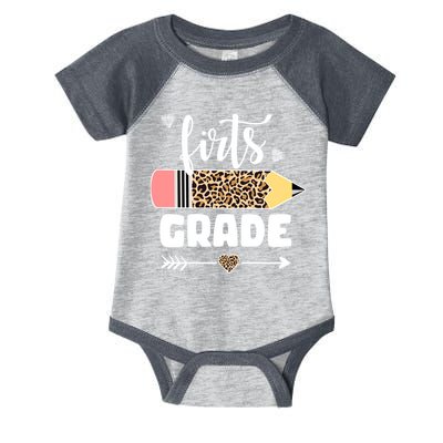 First Grade Leopard Pencil 1st Grader Students Teachers Infant Baby Jersey Bodysuit