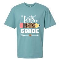 First Grade Leopard Pencil 1st Grader Students Teachers Sueded Cloud Jersey T-Shirt