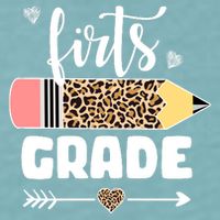 First Grade Leopard Pencil 1st Grader Students Teachers Sueded Cloud Jersey T-Shirt
