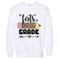 First Grade Leopard Pencil 1st Grader Students Teachers Garment-Dyed Sweatshirt