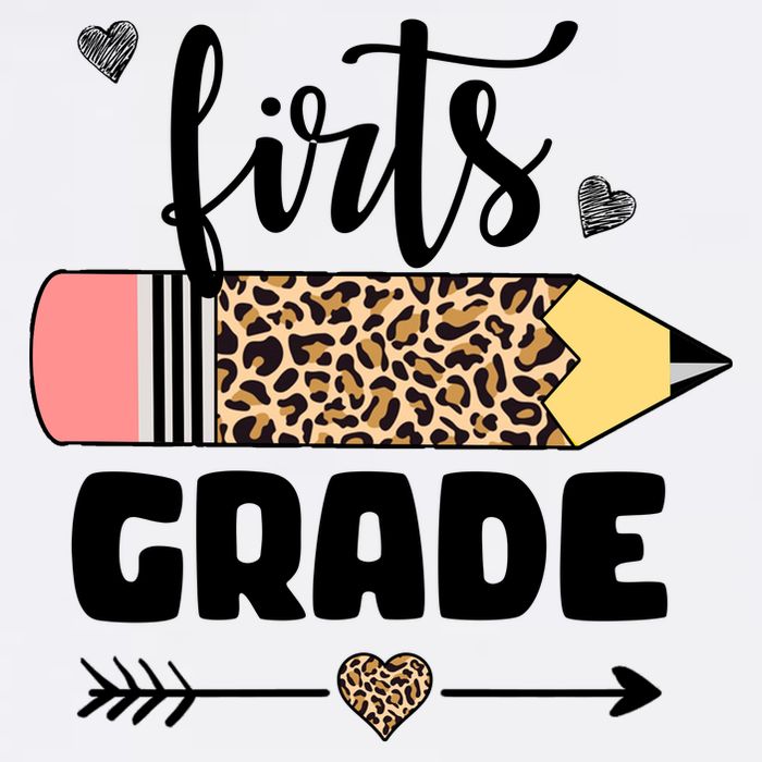 First Grade Leopard Pencil 1st Grader Students Teachers Garment-Dyed Sweatshirt