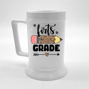 First Grade Leopard Pencil 1st Grader Students Teachers Beer Stein