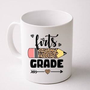 First Grade Leopard Pencil 1st Grader Students Teachers Coffee Mug