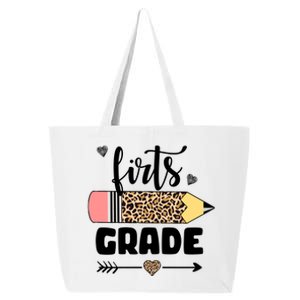 First Grade Leopard Pencil 1st Grader Students Teachers 25L Jumbo Tote