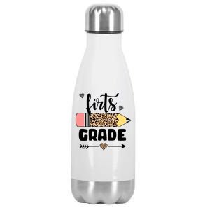 First Grade Leopard Pencil 1st Grader Students Teachers Stainless Steel Insulated Water Bottle