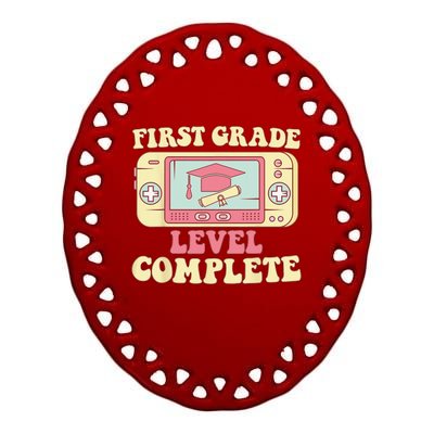 first Grade Level Complete Graduation Student Video games Ceramic Oval Ornament