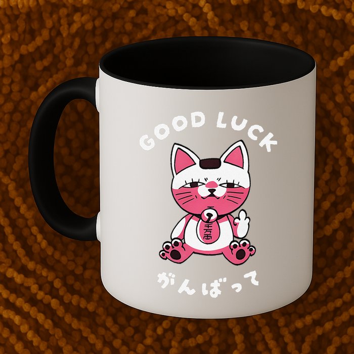 Funny Good Luck Japanese Cat Turbo Granny Yokai Cat Sarcasm Mug