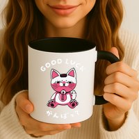 Funny Good Luck Japanese Cat Turbo Granny Yokai Cat Sarcasm Mug