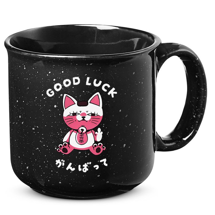 Funny Good Luck Japanese Cat Turbo Granny Yokai Cat Sarcasm 15oz Campfire Ceramic Mug