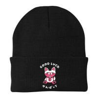 Funny Good Luck Japanese Cat Turbo Granny Yokai Cat Sarcasm Beanie