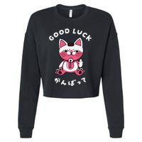 Funny Good Luck Japanese Cat Turbo Granny Yokai Cat Sarcasm Cropped Pullover Crew
