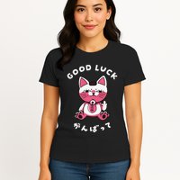 Funny Good Luck Japanese Cat Turbo Granny Yokai Cat Sarcasm Womens T-Shirt