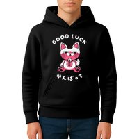 Funny Good Luck Japanese Cat Turbo Granny Yokai Cat Sarcasm Kids Hoodie