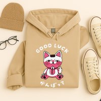 Funny Good Luck Japanese Cat Turbo Granny Yokai Cat Sarcasm Hoodie
