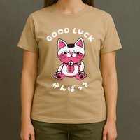 Funny Good Luck Japanese Cat Turbo Granny Yokai Cat Sarcasm T-Shirt