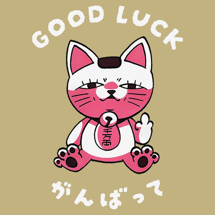 Funny Good Luck Japanese Cat Turbo Granny Yokai Cat Sarcasm T-Shirt