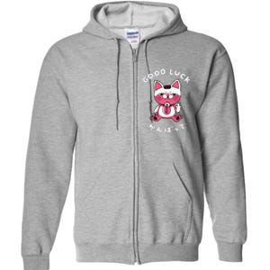 Funny Good Luck Japanese Cat Turbo Granny Yokai Cat Sarcasm Full Zip Hoodie