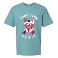 Funny Good Luck Japanese Cat Turbo Granny Yokai Cat Sarcasm Sueded Cloud Jersey T-Shirt