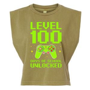 Funny Gamer Level 100th Days Of School Unlocked Student Garment-Dyed Women's Muscle Tee