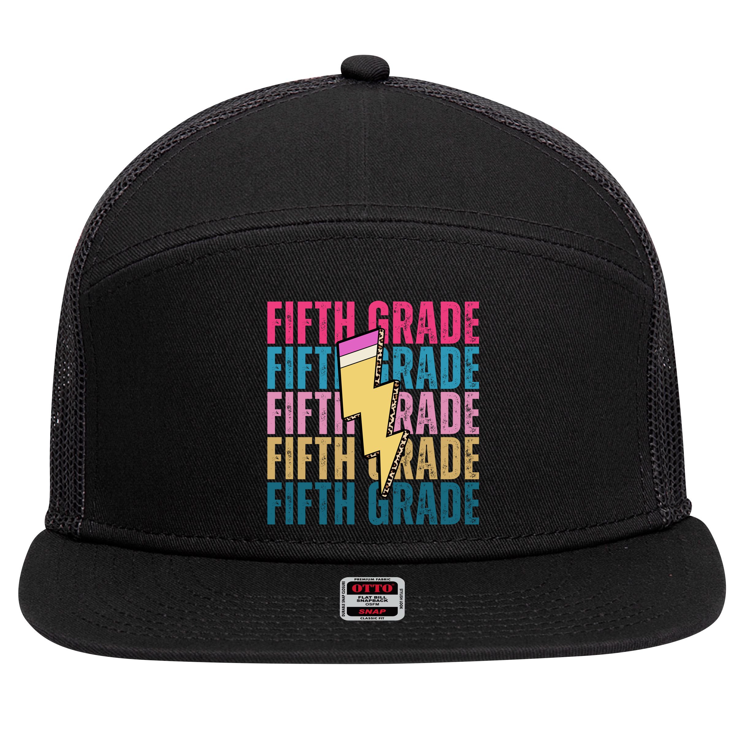 Fifth Grade Lightning Pencil Back To School 7 Panel Mesh Trucker Snapback Hat