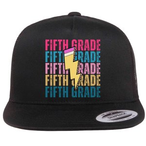 Fifth Grade Lightning Pencil Back To School Flat Bill Trucker Hat