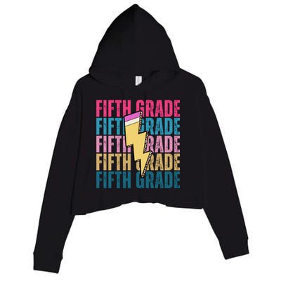 Fifth Grade Lightning Pencil Back To School Crop Fleece Hoodie
