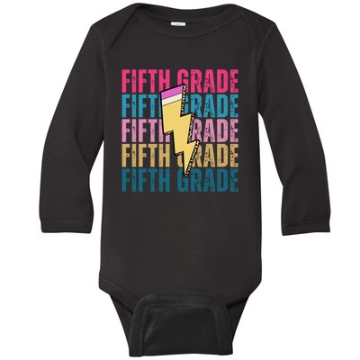 Fifth Grade Lightning Pencil Back To School Baby Long Sleeve Bodysuit