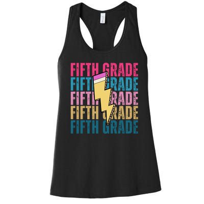 Fifth Grade Lightning Pencil Back To School Women's Racerback Tank