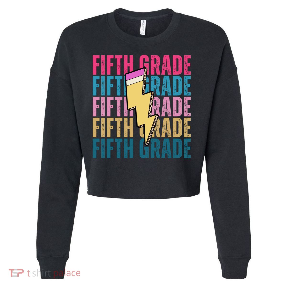 Fifth Grade Lightning Pencil Back To School Cropped Pullover Crew