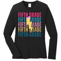 Fifth Grade Lightning Pencil Back To School Ladies Long Sleeve Shirt