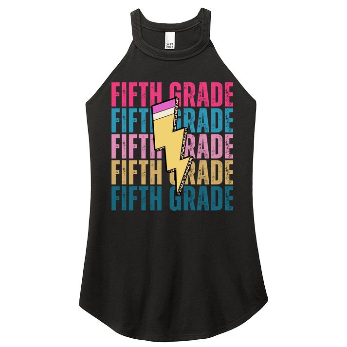 Fifth Grade Lightning Pencil Back To School Women's Perfect Tri Rocker Tank