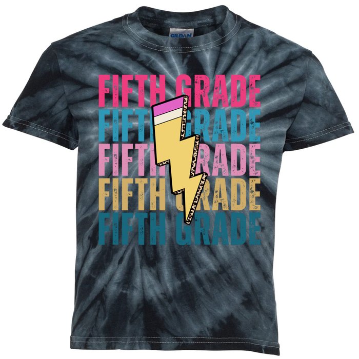 Fifth Grade Lightning Pencil Back To School Kids Tie-Dye T-Shirt