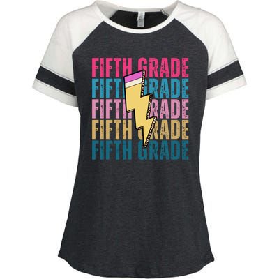 Fifth Grade Lightning Pencil Back To School Enza Ladies Jersey Colorblock Tee