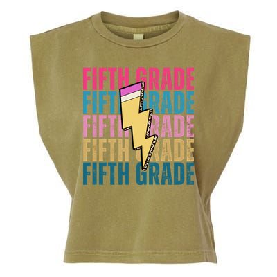 Fifth Grade Lightning Pencil Back To School Garment-Dyed Women's Muscle Tee