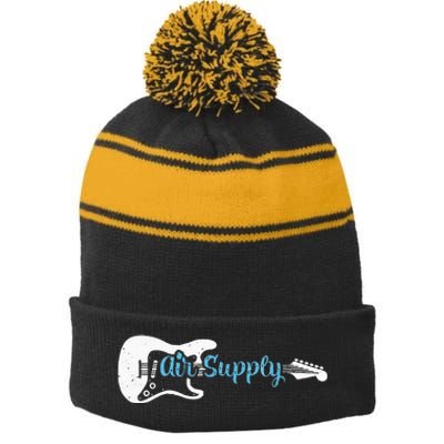 Funny Guitar Lover Air Supply Stripe Pom Pom Beanie