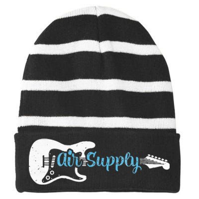 Funny Guitar Lover Air Supply Striped Beanie with Solid Band