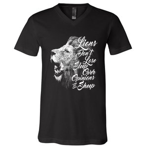 Funny Gift Lions Don't Lose Sleep Over The Opinions Of Sheep Gift V-Neck T-Shirt