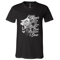 Funny Gift Lions Don't Lose Sleep Over The Opinions Of Sheep Gift V-Neck T-Shirt