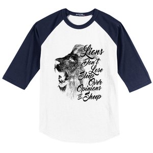 Funny Gift Lions Don't Lose Sleep Over The Opinions Of Sheep Gift Baseball Sleeve Shirt