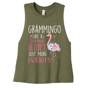 Flamingo Grammingo Like A Normal Grandma Gift Funny Grandma Cute Gift Women's Racerback Cropped Tank