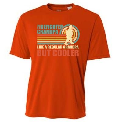 Firefighter Grandpa Like A Regular Grandpa Fathers Day Gift Cooling Performance Crew T-Shirt