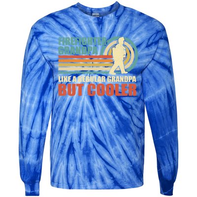 Firefighter Grandpa Like A Regular Grandpa Fathers Day Gift Tie-Dye Long Sleeve Shirt