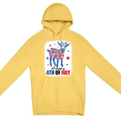 Funny Goat Lovers Owners Farmers American Flag 4th Of July Gift Premium Pullover Hoodie