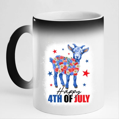 Funny Goat Lovers Owners Farmers American Flag 4th Of July Gift 11oz Black Color Changing Mug