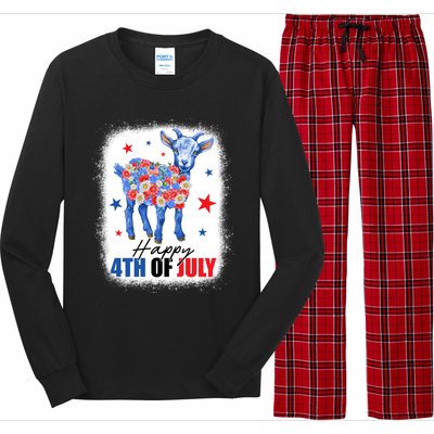 Funny Goat Lovers Owners Farmers American Flag 4th Of July Gift Long Sleeve Pajama Set